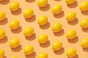 Summer pattern made with yellow lemon