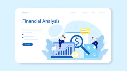 Bookkeeper web banner or landing page. Professional accountant