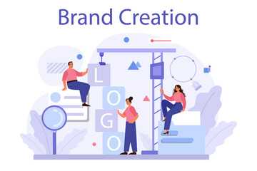 Fototapeta na wymiar Brand creation concept. Marketing specialist design unique company