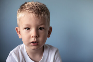 Portrait of little boy in studio 