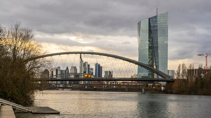 Fototapeta na wymiar European Central Bank and financial district in Frankfurt - travel photography