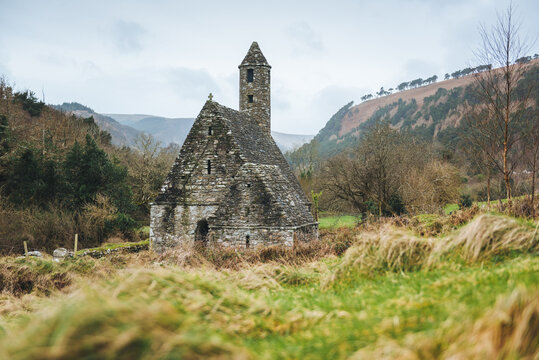 Ancient church in the mountains in Ireland