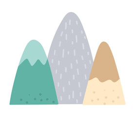 Vector bohemian style mountains. Rocks icon isolated on white background..