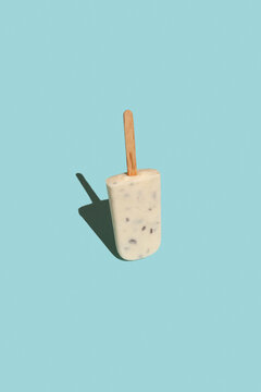 Vanilla Ice Pops On Blue Pastel Background