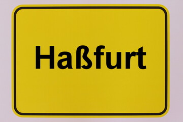 Illustration eines Stadteingangsschildes der Stadt Haßfurt