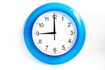 nine o'clock on blue wall watch