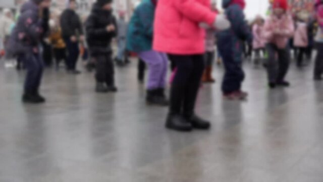 Dance flash mob on the street.