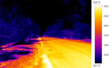 Urban heat island, thermal image of warming effects of roads on city ambient temperatures - Sydney, Australia