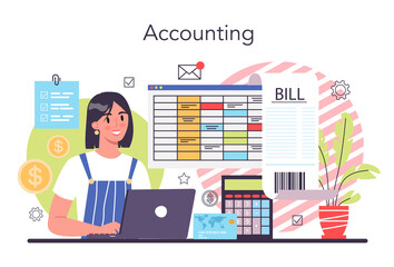 Accountant concept. Professional bookkeeper. Tax calculating and financial