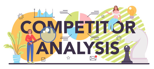 Competitor analysis typographic header. Business competition. Market research