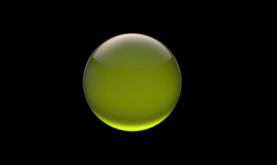 3d sphere green glassy button icon