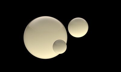 golden glowing spheres on black