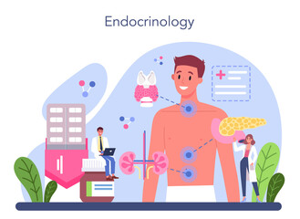 Endocrinologist concept. Thyroid gland examination. Doctor examine