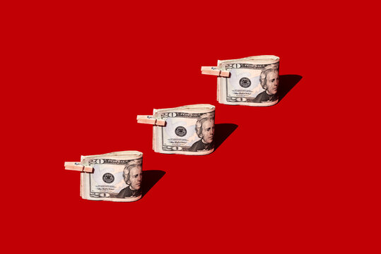 wads of dollar bills