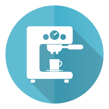 Coffee machine blue icon, flat design vector illustration in eps 10 for webdesign and mobile applications