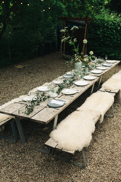 Outdoor Table Setting For A Small Intimate Wedding Dinner