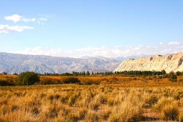 Fototapeta premium Beautiful mountains in Kyrgyzstan near Kazarman. Beautiful landscape with mountains at Kyrgyzstan on sunny day