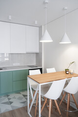 Dining table on a modern kitchen.