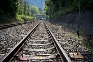 Fototapeta premium Zugschienen Kyoto, Japan