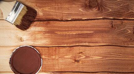 wood painting with a brush brown color