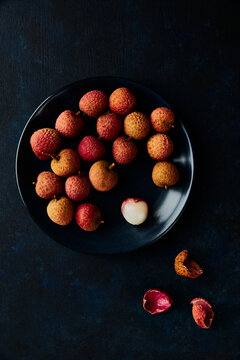 Plate of Lychee Fruit with Peel
