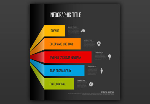 Multipurpose Dark Infographic Layout with Stripes on the Edge