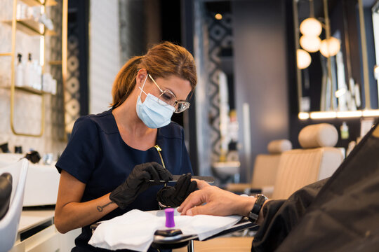 Manicurist working