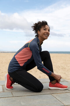Smiling Woman Getting Ready for a Run