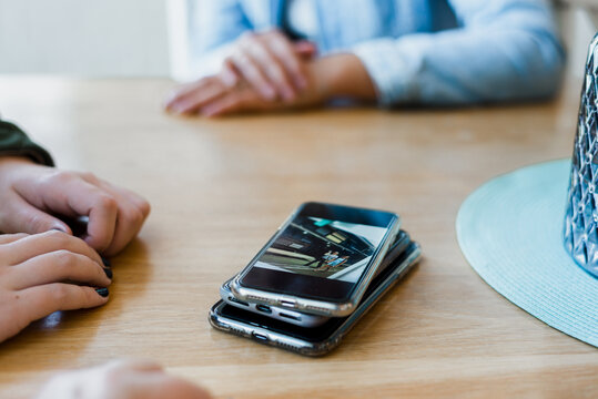 phones on table