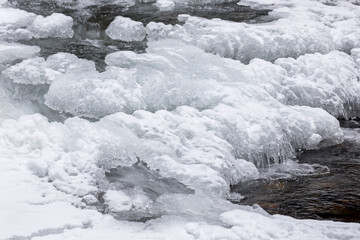 Frozen stream in winter.