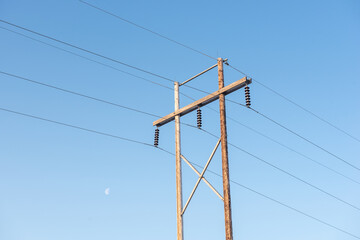 power lines on a sky