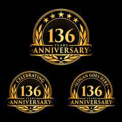 136 years anniversary collection logotype. Vector and illustration.
