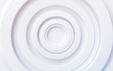 White volumetric concentric circles. Modern trending technical background for presentations, web design. Vector illustration