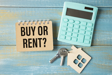 buy or rent choice concept, question, real estate business