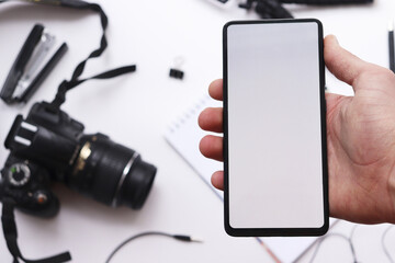 phone in hand isolated