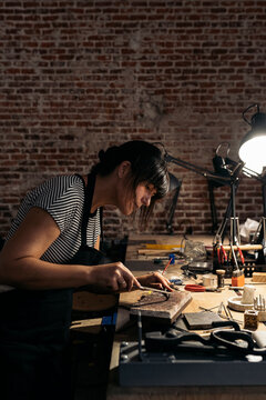 Woman Making Handmade Jewelry