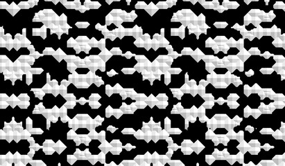 black and white symmetrical patterns.