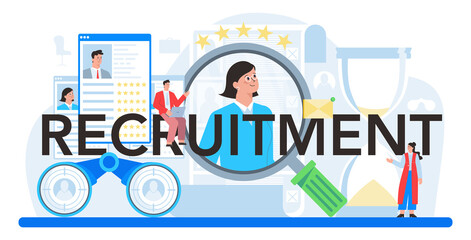 Recruitment typographic header. Idea of human resources specialist