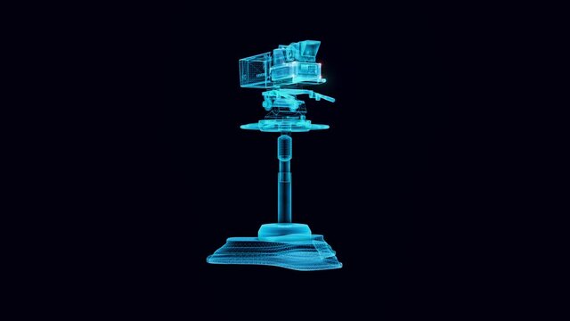 tv camera hologram Rotating 4k. High quality 4k footage