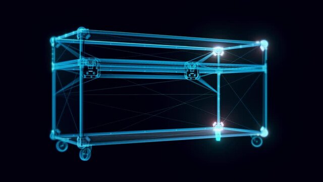 flight case hologram Rotating 4k. High quality 4k footage