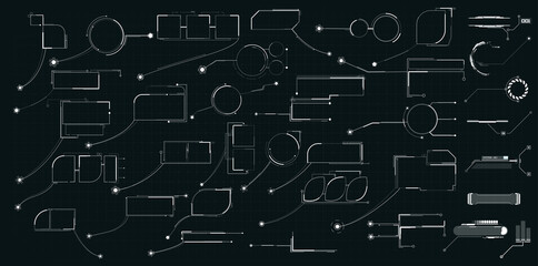 Futuristic interface hud, ux design. Digital data visualization. Digital modern communication. Callouts titles. Big collection Callout bar labels, information call box bars, modern digital info boxes