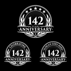 142 years anniversary collection logotype. Vector and illustration.
