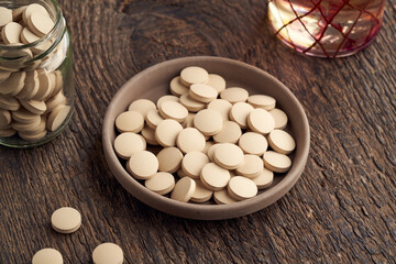 Brewers yeast tablets  nutritional supplement rich in vitamin B