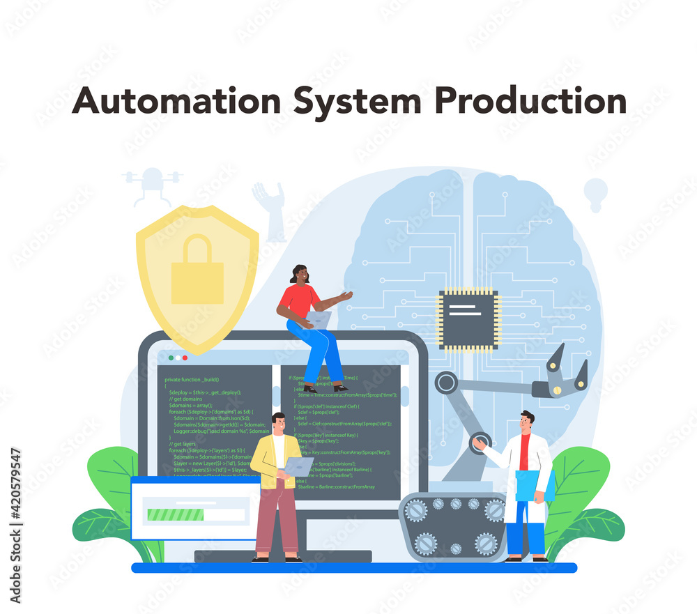 Poster roboticist concept. robotic engineering and constructing. idea of artificial