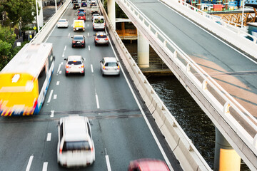 blurred traffic on freeway
