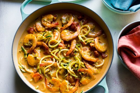 Zucchini Noodles with Spicy Shrimp Sauce
