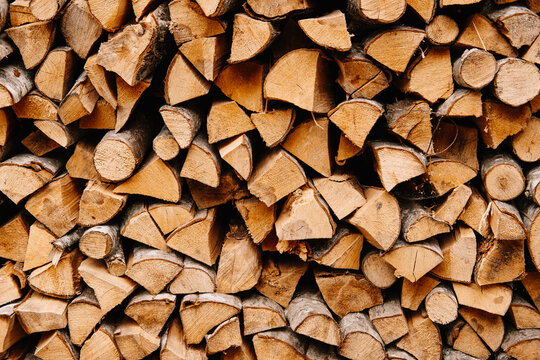 neatly stacked dry firewood