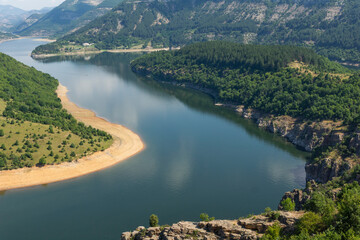 Obraz premium Arda River meander and Kardzhali Reservoir, Bulgaria