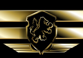 golden luxury heraldic shield wolf crest illustration 