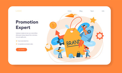 Fototapeta premium Brand manager web banner or landing page. Marketing specialist